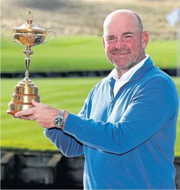  ?? ?? PRIZED ASSET: European Ryder Cup hero Thomas Bjorn with the trophy.