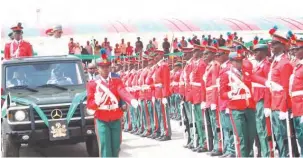  ?? PHOTO: ?? President Muhammadu Buhari inspects the 63 regular course passing out parade of the Nigerian Defence Academy in Kaduna yesterday Shehu K. Goro