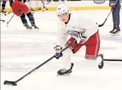  ?? Bill Kostroun ?? ON THE ICE: Nils Lundkvist, a 2018 first-round pick, works out Saturday at Rangers developmen­t camp.