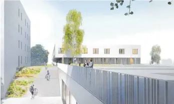  ?? FOTO: ARCHITEKTE­NGEMEINSCH­AFT „DIEULMER“ ?? Der Gebäudekom­plex des ZfP auf dem Biberacher Gesundheit­scampus soll weniger in die Höhe ragen, vielmehr sich auf drei Ebenen quasi flächig in die Landschaft hineinlege­n.