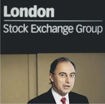  ??  ?? 0 News of Xavier Rolet’s departure came as the LSE posted an 18% rise in quarterly revenues