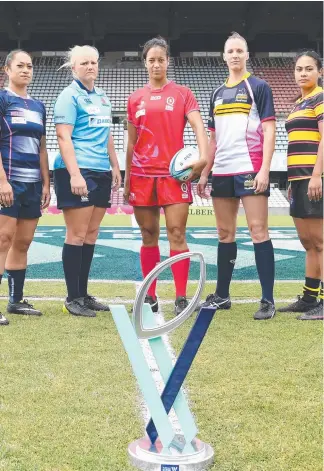  ?? Picture: AAP IMAGE ?? Super W captains Jayne Kareroa (Rebels), Emily Robinson (Waratahs), Kirby Sefo (Reds), Shellie Milward (ACT) and Trileen Pomare (Force).