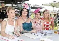  ??  ?? Judging the fashions on the field are (from left) Madonna Saal, Kate Duncan, Caitlin Crowley and Maree Parsons.