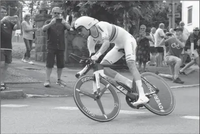  ?? The Associated Press ?? STAGE WINNER: Tom Dumoulin won the Tour de France’s 20th stage, an individual time trial over 19.3 miles from Saint-Pee-sur-Nivelle to Espelette, France, on Saturday.