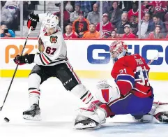  ?? — GETTY IMAGES FILES ?? Tanner Kero, left, started last season with the Chicago Blackhawks but hasn’t been back to the NHL since. The Canucks might give him a shot Friday.