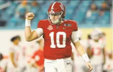  ?? Kevin C. Cox / Getty Images ?? Alabama’s Mac Jones is rated by many to be the fifthbest QB available in the draft, but he may be No. 1 on the 49ers’ list.