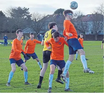  ??  ?? Fairmuir Violet beat Forfar West End (yellow) 6-3 in the U/19 Peter McAvoy Cup at Graham Street.