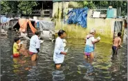  ?? IANS ?? A view of flooded Rajendra Nagar, Patna on Saturday.