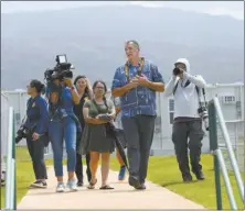  ?? ?? Kamehameha Elementary School at Pulelehua Principal Ian Haskins gives a tour of the temporary campus Monday.