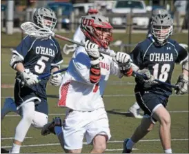  ?? GENE WALSH — DIGITAL FIRST MEDIA ?? Upper Dublin’s Anthony Cerminara looks to pass during game against Cardinal O’Hara Monday.