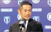  ?? AP PHOTO ?? In this March 7 photo, Seattle Mariners’ Ichiro Suzuki speaks at a news conference at the teams’ spring training baseball complex in Peoria, Ariz.