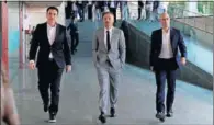  ??  ?? Molina, Luis Enrique y Rubiales, ayer en Las Rozas.