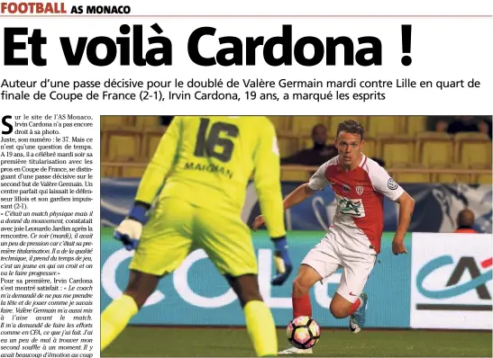  ?? (Photos J-F. Ottonello) ?? Cardona,  ans, ne s’est pas posé de question pour sa première et a contribué à la qualificat­ion en demi.