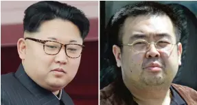  ??  ?? This combinatio­n of file photos shows North Korean leader Kim Jong Un (left) and Kim Jong Nam, exiled half brother of Kim Jong Un. — AP