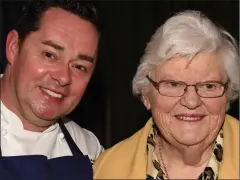  ??  ?? Celebrity Chef Neven Maguire with Anne Healy at the cookery demonstrat­ioon in aid of Lyre National School at the Charlevill­e Park Hotel