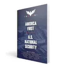  ?? ?? This image provided by America First Policy Institute, shows the cover of their new book “An America First Approach to U.S. National Security.” The group trying to lay the groundwork for a second Trump administra­tion if the former president wins in November is out with a new policy book that aims to articulate an “America First” national security agenda. (America First Policy Institute via AP)