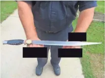  ?? JUSTICE DEPARTMENT ?? “One of the homemade knives recovered from inmates by officers in Alabama’s prisons was the size of a small sword,” the Justice Department says in a report. The department says Alabama’s inmates had easy access to homemade weapons.