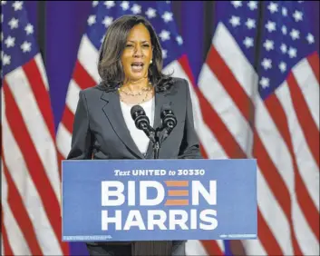  ?? Carolyn Kaster The Associated Press ?? Democratic vice presidenti­al candidate Sen. Kamala Harris will make a Labor Day campaign stop in Milwaukee. Vice President Mike Pence, is also visiting Wisconsin.