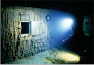  ?? WOODS HOLE OCEANOGRAP­HIC INSTITUTIO­N VIA AP ?? The deck of the Titanic is seen 12,500 feet below the surface of the ocean, 400 miles off the coast of Newfoundla­nd, Canada, in 1986.