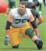  ?? MARK HOFFMAN / MILWAUKEE JOURNAL SENTINEL ?? Bryan Bulaga said Thursday he was waiting to learn the extent of an ankle injury he suffered a day earlier.