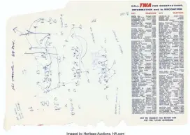  ?? HERITAGE AUCTIONS ?? A TWA ticket folder that features plays drawn on it by legendary Packers coach Vince Lombardi is up for auction this weekend.