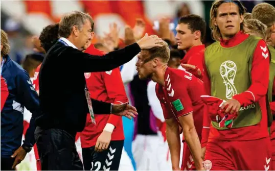  ?? SVEIN OVE EKORNESVÅG, NTB SCANPIX ?? Danmarks trener Åge Hareide var lettet etter 0-1 seieren i VM-kampen i fotball mellom Peru og Danmark på Mordovia Arena.