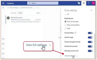  ??  ?? In ‘View full settings’ you can opt to show your emails as individual messages