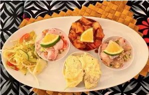  ?? ?? Freshly caught tuna served three ways at Amoa Resort Savai’i.