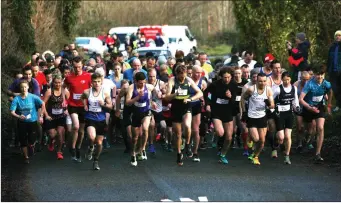  ??  ?? The start of the Benbulben 5k race on New Year’s Eve. Pic: Carl Brennan.