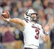  ?? AP - David J. Phillip, file ?? Though Ryan Hilinski started much of the 2019 season for South Carolina, he is still contending with others to win the Gamecocks’ quarterbac­k job.