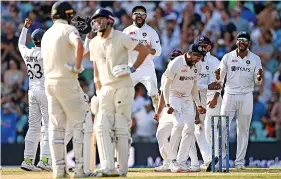  ?? Picture: Gareth Copley ?? India players celebrate winning the fourth Test after the dismissal of James Anderson is upheld after a review