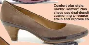  ??  ?? Comfort plus style: Clarks’ Comfort Plus shoes use dual-density cushioning to reduce foot strain and improve comfort.