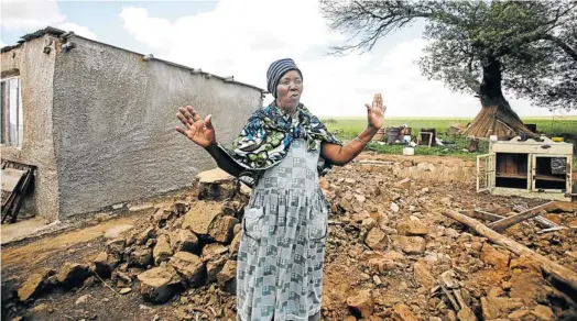  ?? Picture: SIMPHIWE NKWALI ?? REDUCED TO RUBBLE: Selina Sindane says her house was demolished after being made unsafe by blasting at the nearby coal mine