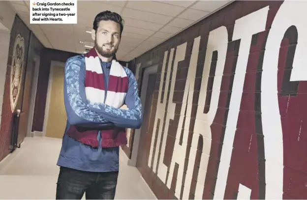  ??  ?? 1 Craig Gordon checks back into Tynecastle after signing a two-year deal with Hearts.