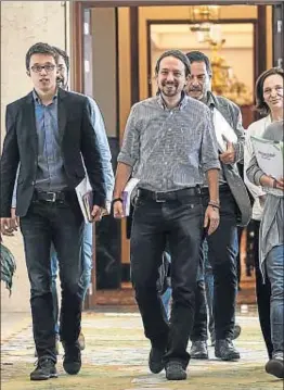  ?? DANI DUCH ?? Iglesias i Errejón encapçalen l’equip negociador de Podem