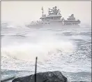  ??  ?? Rescue ship Njord off Øksenvågen
