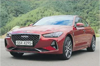  ?? PHOTOS: GRAEME FLETCHER/DRIVING.CA ?? The 2018 Genesis G70 has sharp styling, right down to its headlights.