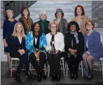  ?? COURTESY PHOTO ?? Every year, the Delaware County Chamber of Commerce presents the Athena Leadership Award to a woman, or man, who demonstrat­es profession­al excellence and improves the lives of others in the community. This year, the award went to Delaware County President Judge Linda Cartisano, seated center. Joining her at the recent award luncheon at Paxon Hollow Country Club are past recipients, seated around Cartisano from left, Nicole deBotton Robinson, Dr. Joy Gates Black, Joanne Craig and Cathy Judge Cardillo; and back row from left, Michele Daly, Dana Riker Jackson, Cecile Charlton, Ellen Fisher and Colleen Morrone.