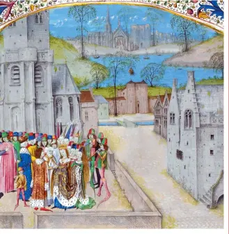  ??  ?? BELOW A miniature of Isabella and Edward’s wedding in France