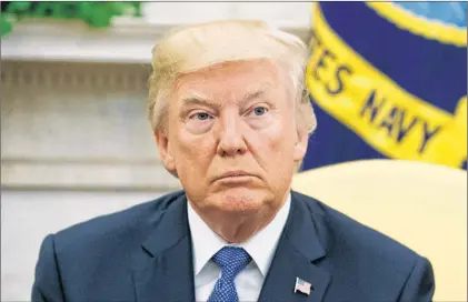  ?? AP HOTO ?? U.S. President Donald Trump listens as former Secretary of State Henry Kissinger speaks during a meeting in the Oval Office of the White House Tuesday.