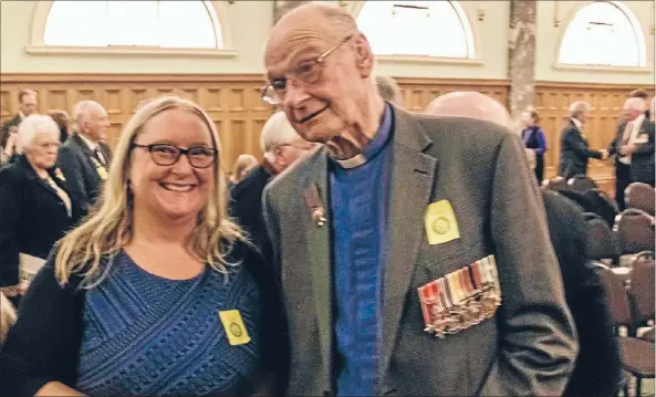  ??  ?? Hard case: Father John Carde of Porirua, a Vietnam veteran, with oral historian Clair Hall.