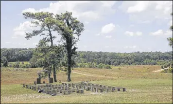  ?? BOB ANDRES /BANDRES@AJC.COM ?? Nash Farm Battlefiel­d is the site of the largest cavalry raid in Georgia’s history, in 1864, and was a campsite of Confederat­e Gen. Stephen D. Lee the same year. The Henry County NAACP and the Sons of Confederat­e Veterans represent opposing sides in...