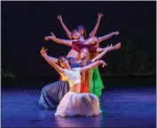  ??  ?? Many of the dancers have not yet worked with live music, meaning that dancing with the choir on-stage has presented a new challenge for even the veterans of the group. Shown here are dancers Margarita Diaz, Hannah Kolkmann, Tara Ford, Ari Sunbeam and Paloma Rodriguez.