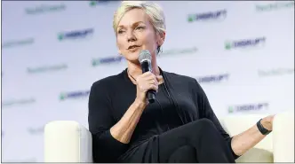  ?? STEVE JENNINGS — GETTY IMAGES FOR TECHCRUNCH/ TNS ?? CNN commentato­r and former Michigan Gov. Jennifer Granholm speaks onstage during Techcrunch Disrupt San Francisco 2019 at Moscone Convention Center on Oct. 3, 2019, in San Francisco, California. President-elect Joe Biden has selected Granholm to be energy secretary.