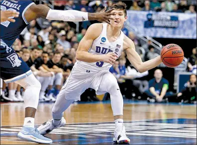  ?? AP/KEITH SRAKOCIC ?? Duke senior Grayson Allen has been a polarizing figure during his four seasons with the Blue Devils, but Coach Mike Krzyzewski said he has grown into a leadership role with the team.