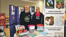  ?? 01_B10fairtra­de01 ?? Jan McGregor with Councillor Timothy Billings at a previous Fairtrade Fortnight event.