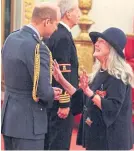  ?? Picture: PA. ?? Prof Mary Beard receives her damehood at Buckingham Palace yesterday.