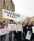  ??  ?? Angered WASPI protestors outside County Buildings