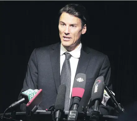  ?? — NICK PROCAYLO ?? Vancouver Mayor Gregor Robertson gives an update on the city’s homeless count on Wednesday. ‘We’ve got some more work to do,’ he said, noting homelessne­ss is a problem across Metro.