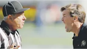  ??  ?? MacIntyre shows his emotions during games but has apologized for chasing after an officiatin­g crew following a loss to Oregon State. Ezra Shaw, Getty Images